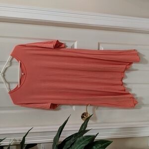 Unbranded Women's Short Sleeve Coral Midi Dress Size 4x Hankerchief Hem